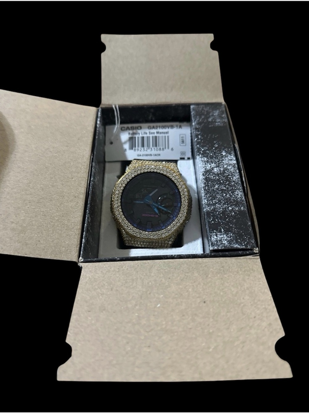 G-Shock Men's Watch with Gold Crystal Bezel and Black Dial